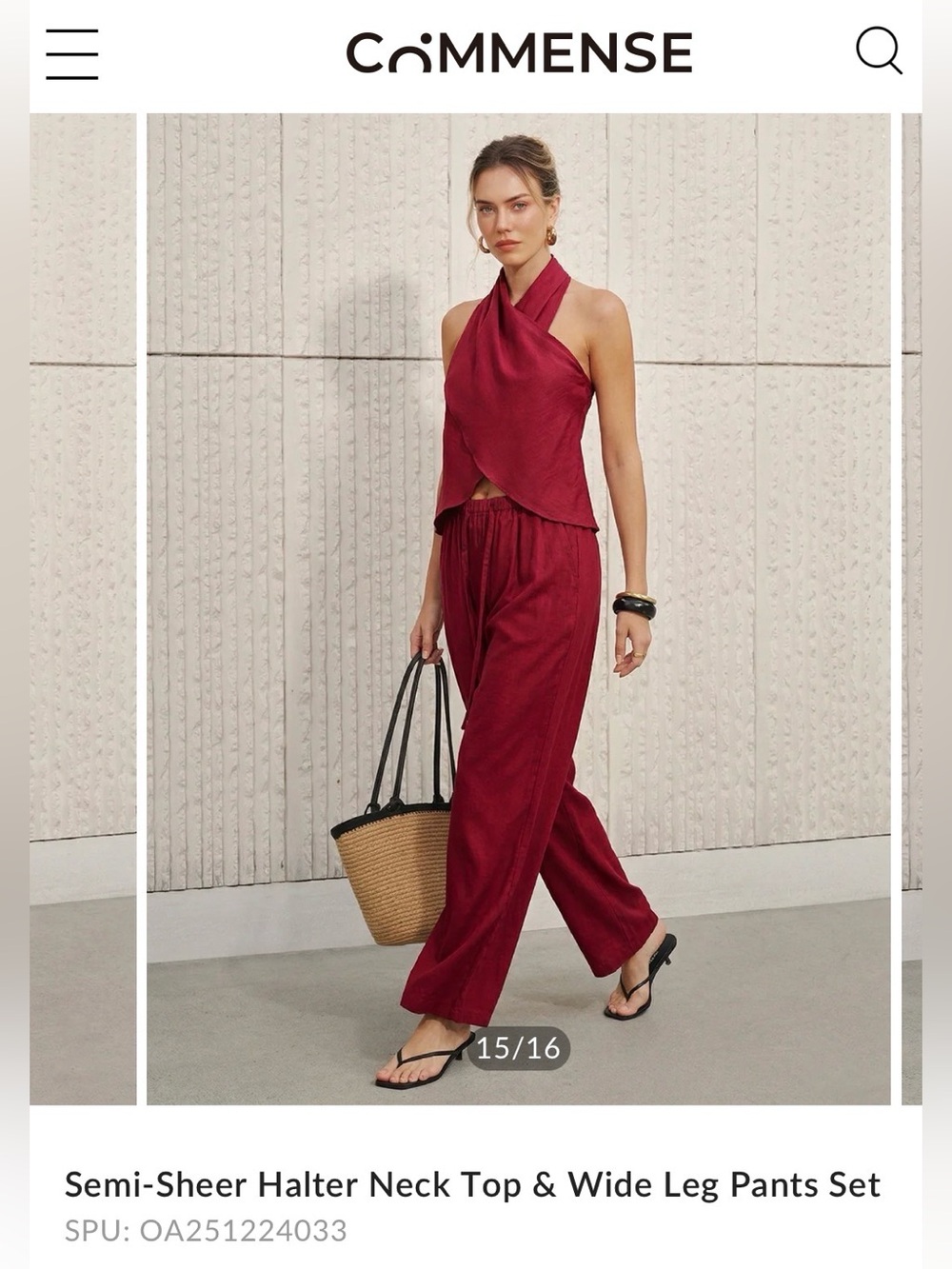 NWT Commense  Halter Neck Top & Wide Leg Pants Set S